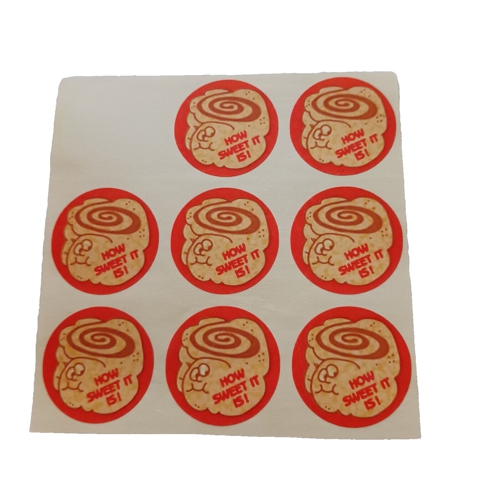 Vintage 80s Trend Scratch & Sniff Stinky Sticker Cinnamon Roll 8 Stickers Sweet